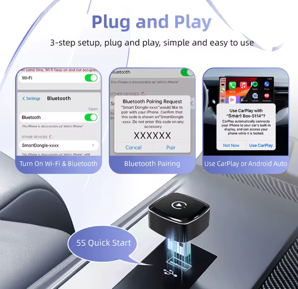 Adaptateur CarPlay Android Auto sans fil Plug And Play universel