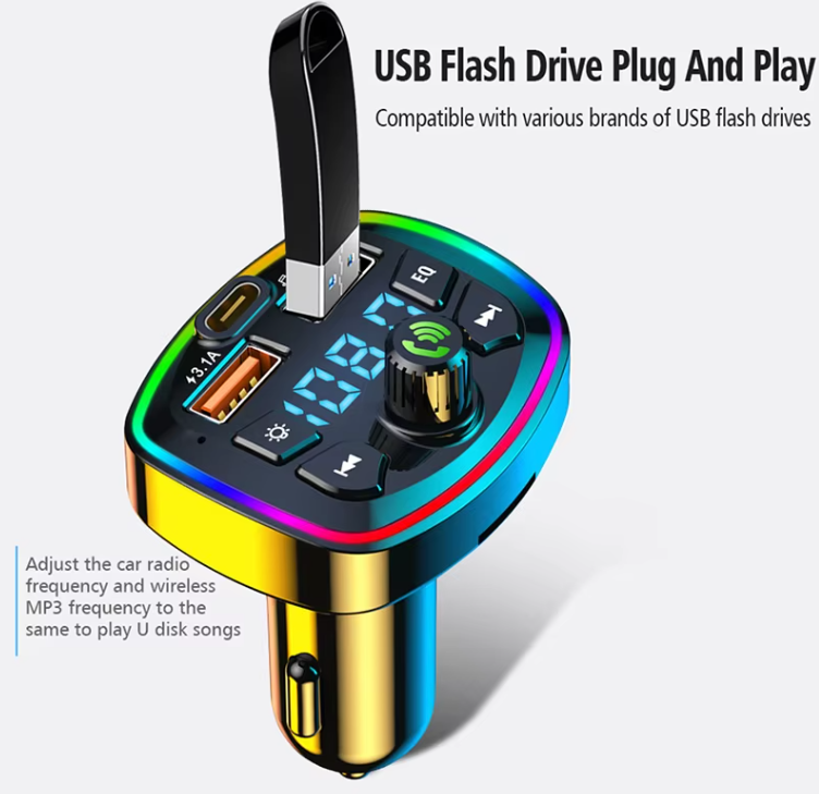 Transmetteur FM Bluetooth 5.0 pour voiture - double USB - chargeur rapide