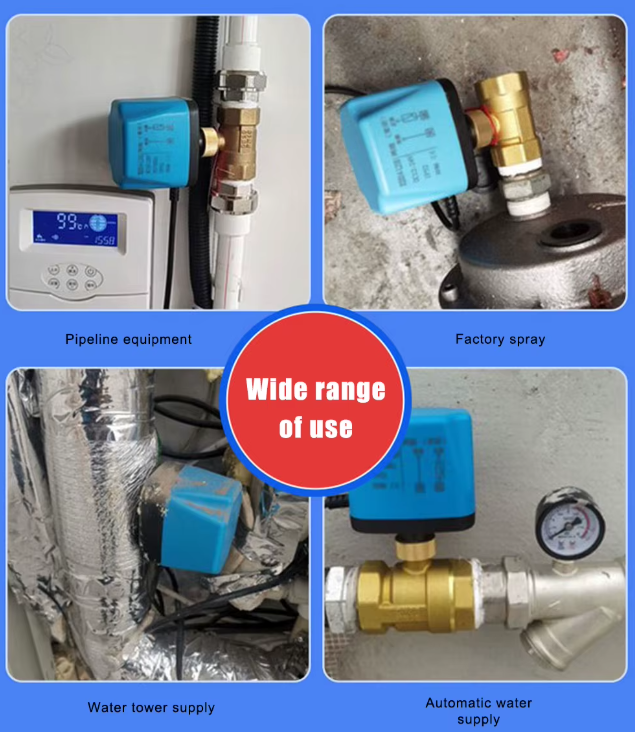 Vanne à bille motorisée DN40 1-1/2" avec interrupteur Intelligent Wi-Fi Tuya 10A