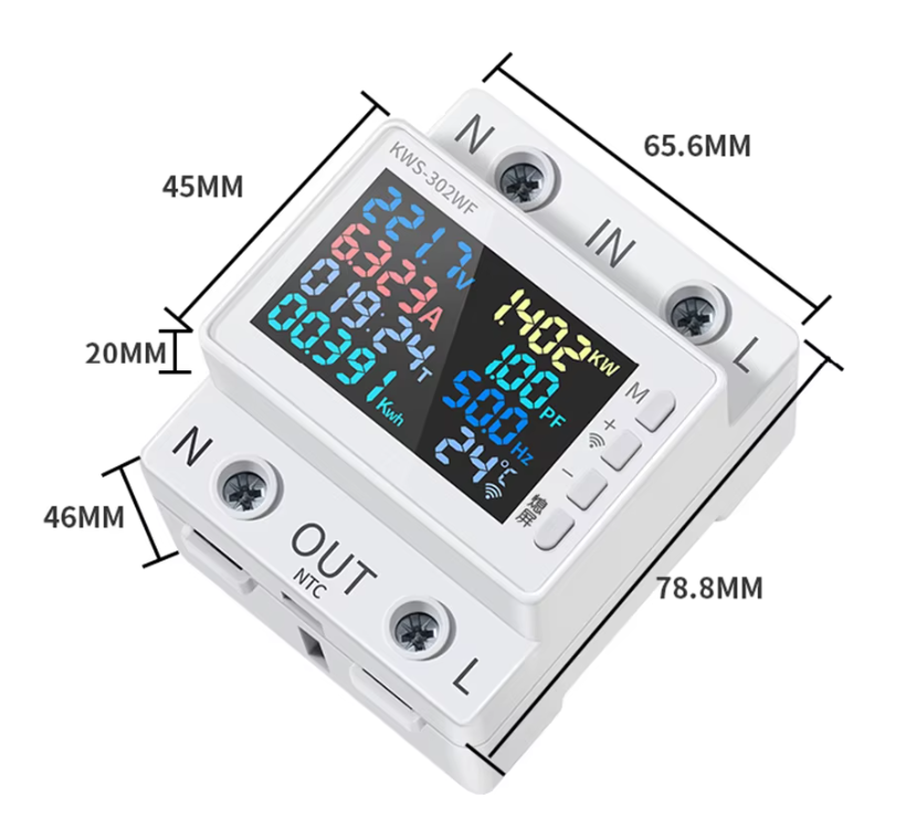 Compteur de puissance 170-270V/63A avec WiFi