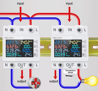 Compteur de puissance 170-270V/63A avec WiFi