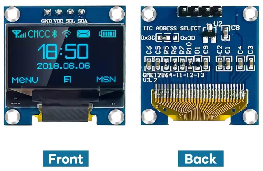 Module d'écran d'affichage OLED bleu de 0.96 pouces I2C