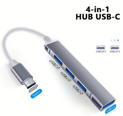 Adaptateur OTG multi-répartiteur 4 ports avec Type C