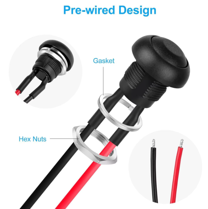 Interrupteur à bouton-poussoir momentané 12mm