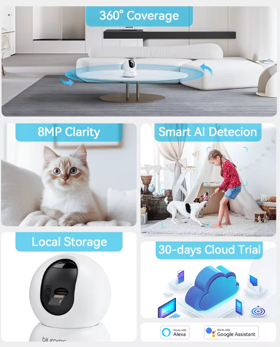 Caméra de Surveillance Intérieur Intelligente – 2K 4MP Ultra HD