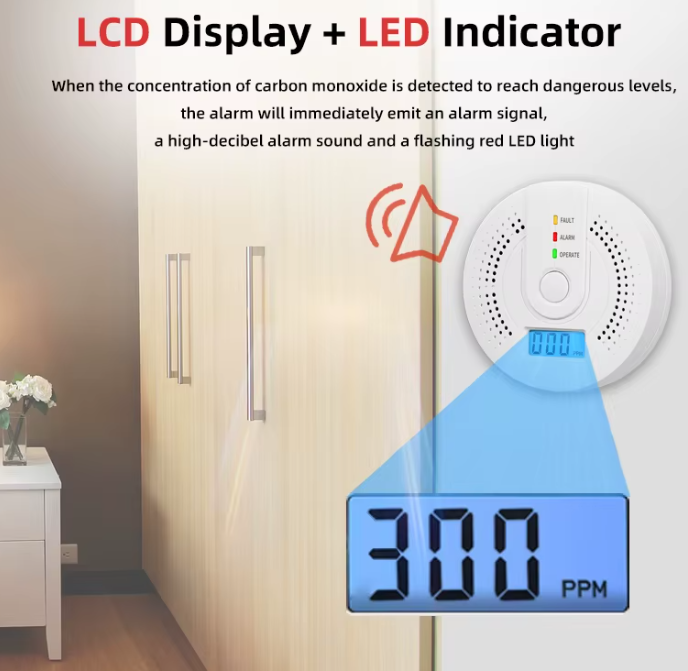 Détecteur de Monoxyde de Carbone avec Affichage Numérique