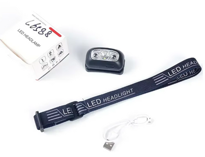 Lampe frontale à lumière forte, Portable avec capteur LED - Rechargeable par USB-C