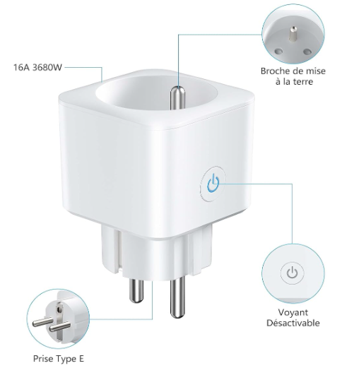 Prise Smart Home 16A avec monitoring d'énergie
