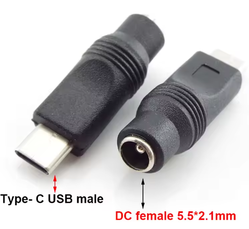 Prise d'alimentation DC femelle 5.5x2.1mm vers type c