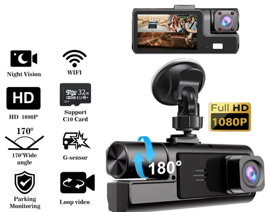 WIFI 3 caméra voiture DVR Mini 1080P