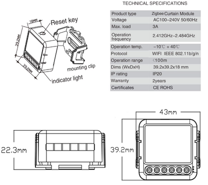 Commutateur intelligent avec ZigBee - Contôle Volets et Rideaux